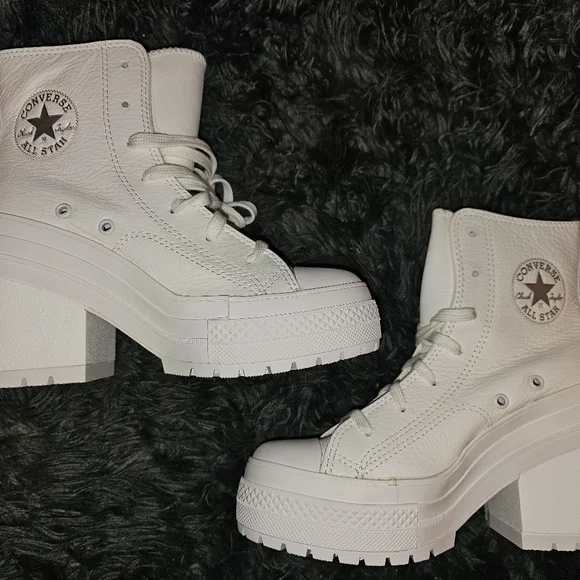 NWT Converse Chuck 70 Deluxe white leather high heeled sz 6.5 never worn - Picture 11 of 16